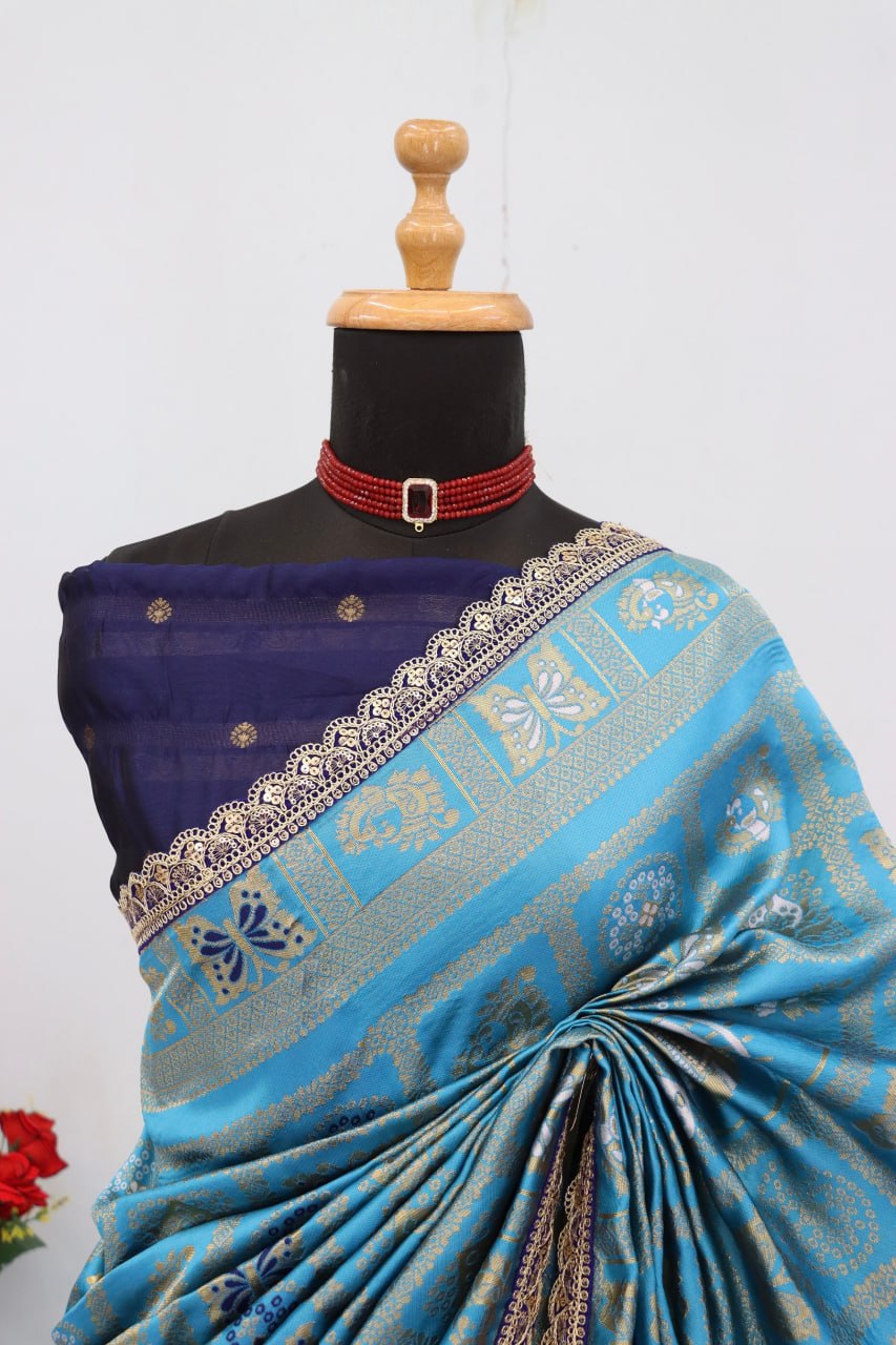 Designer Banarasi Silk Saree With Silk Blouse Piece