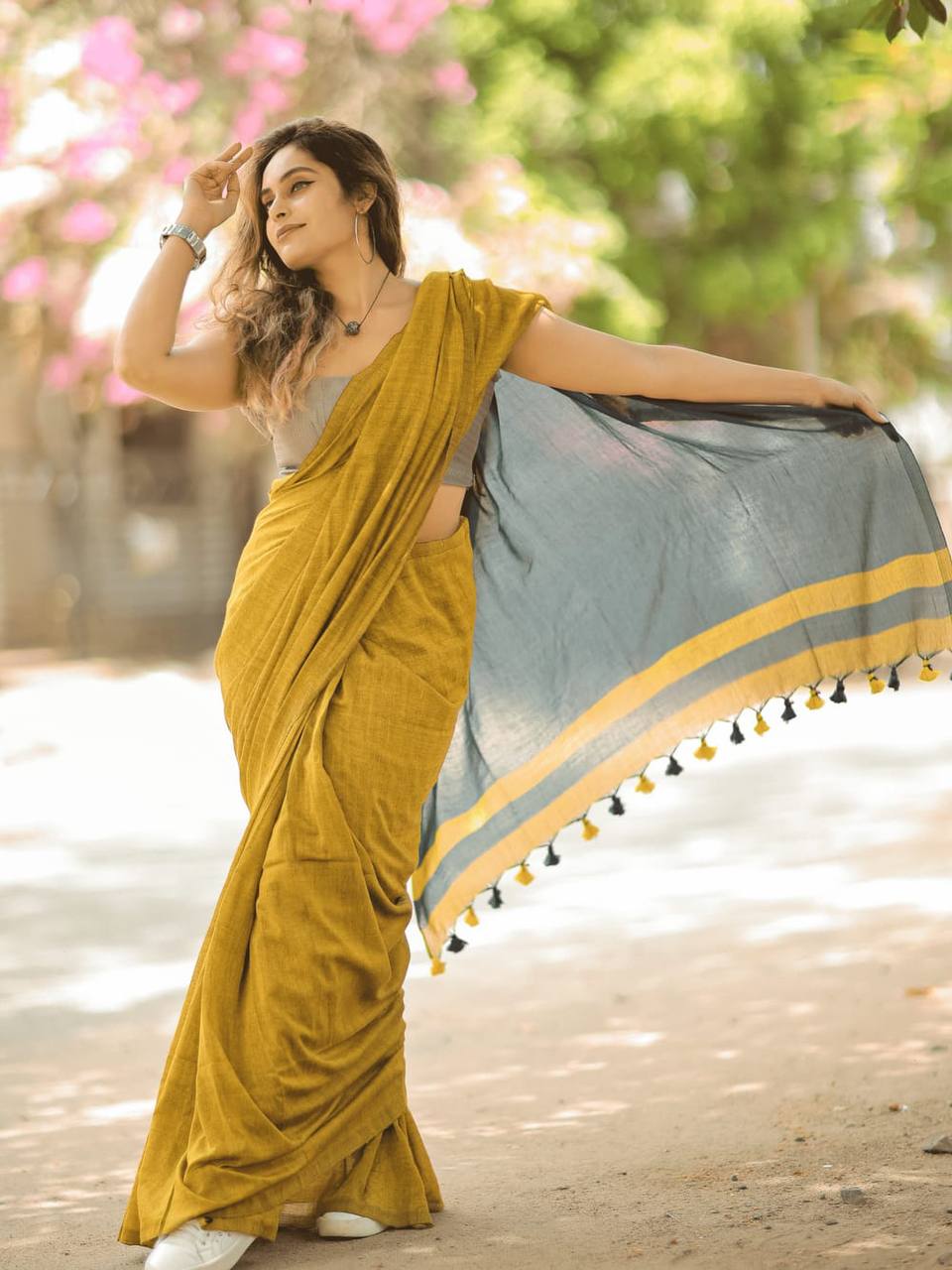 Elegant Soft Lilan Slab Saree Rich Pallu