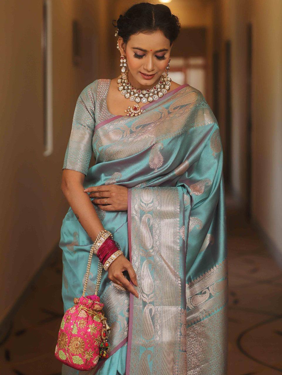 Exquisite Soft Lichi Silk Saree with Rich Jacquard Weaving