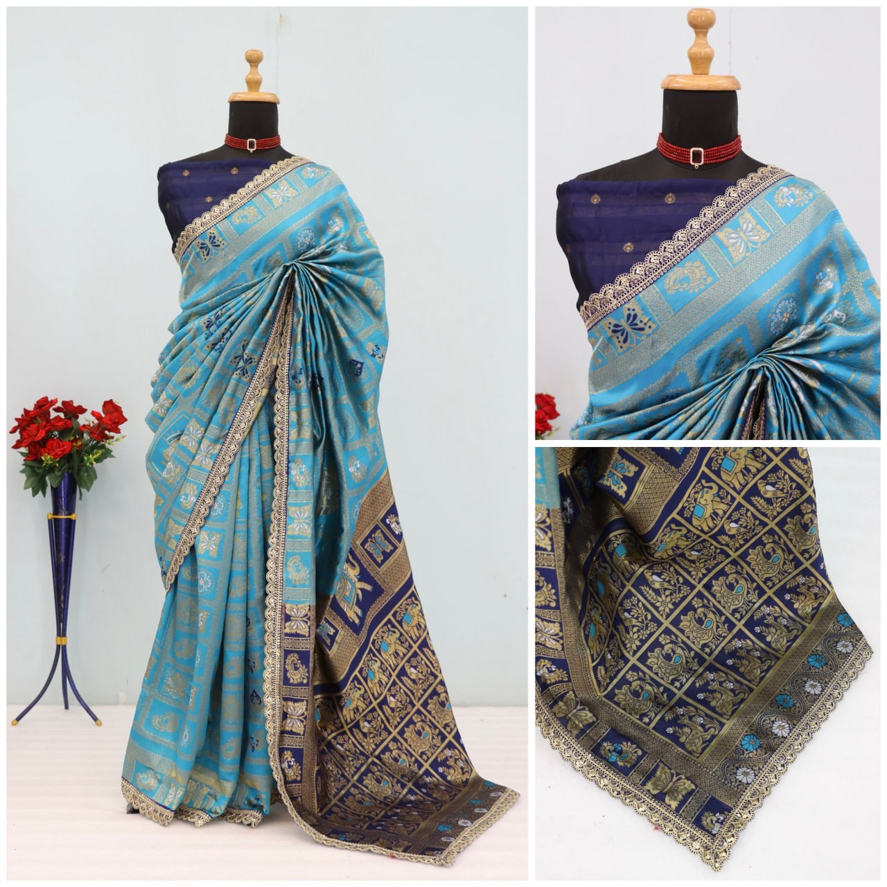 Designer Banarasi Silk Saree With Silk Blouse Piece