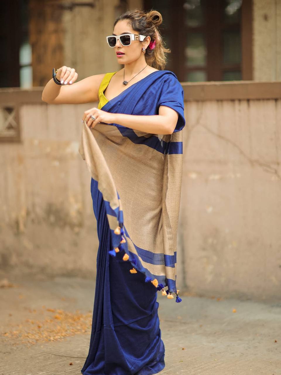 Elegant Soft Lilan Slab Saree Rich Pallu