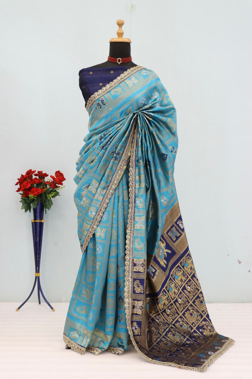 Designer Banarasi Silk Saree With Silk Blouse Piece