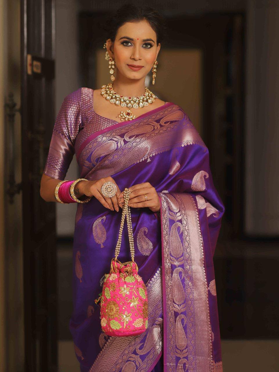 Exquisite Soft Lichi Silk Saree with Rich Jacquard Weaving
