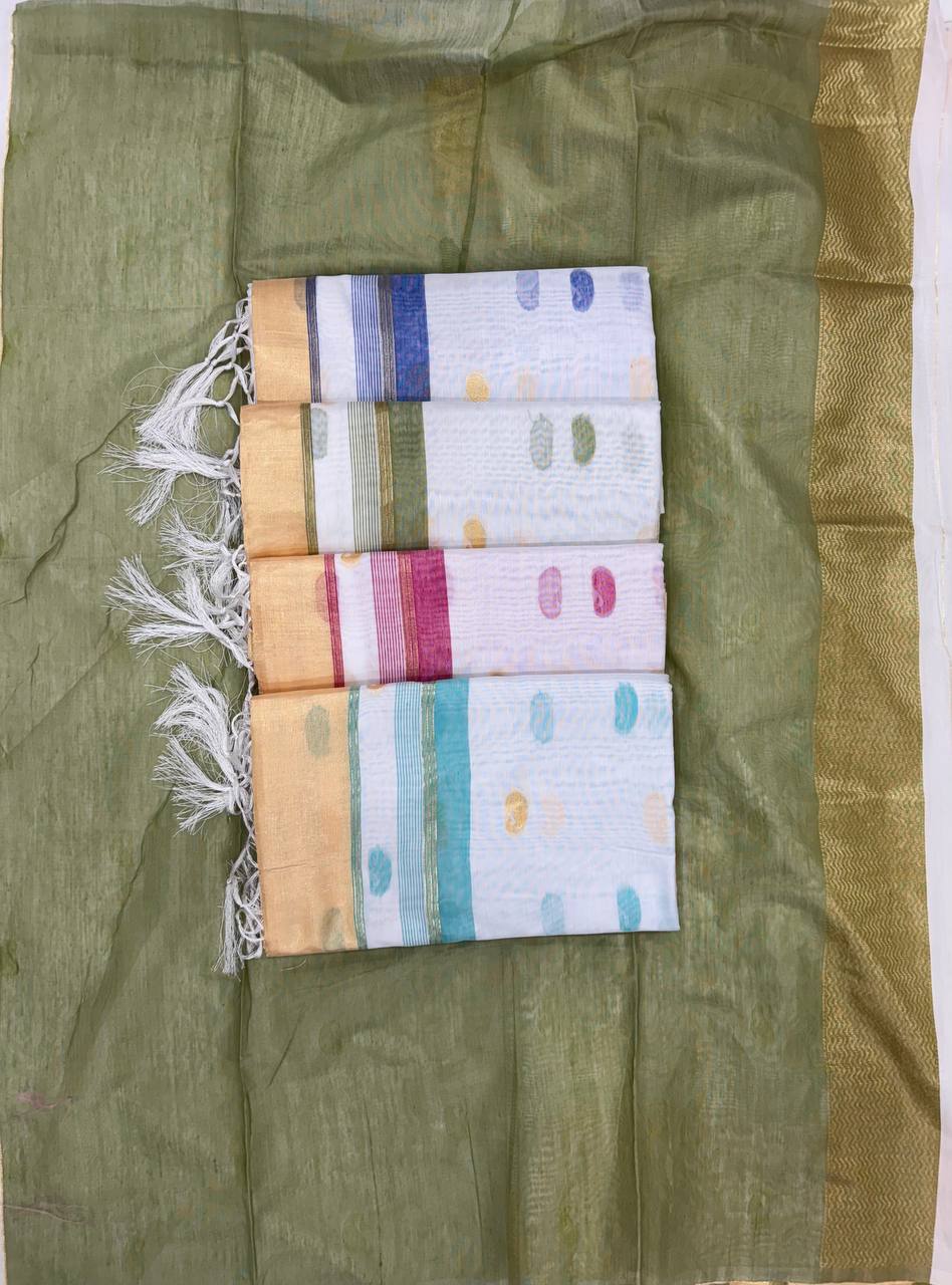 Exquisite Soft Linen Slub Saree with Rich Jacquard Artistry