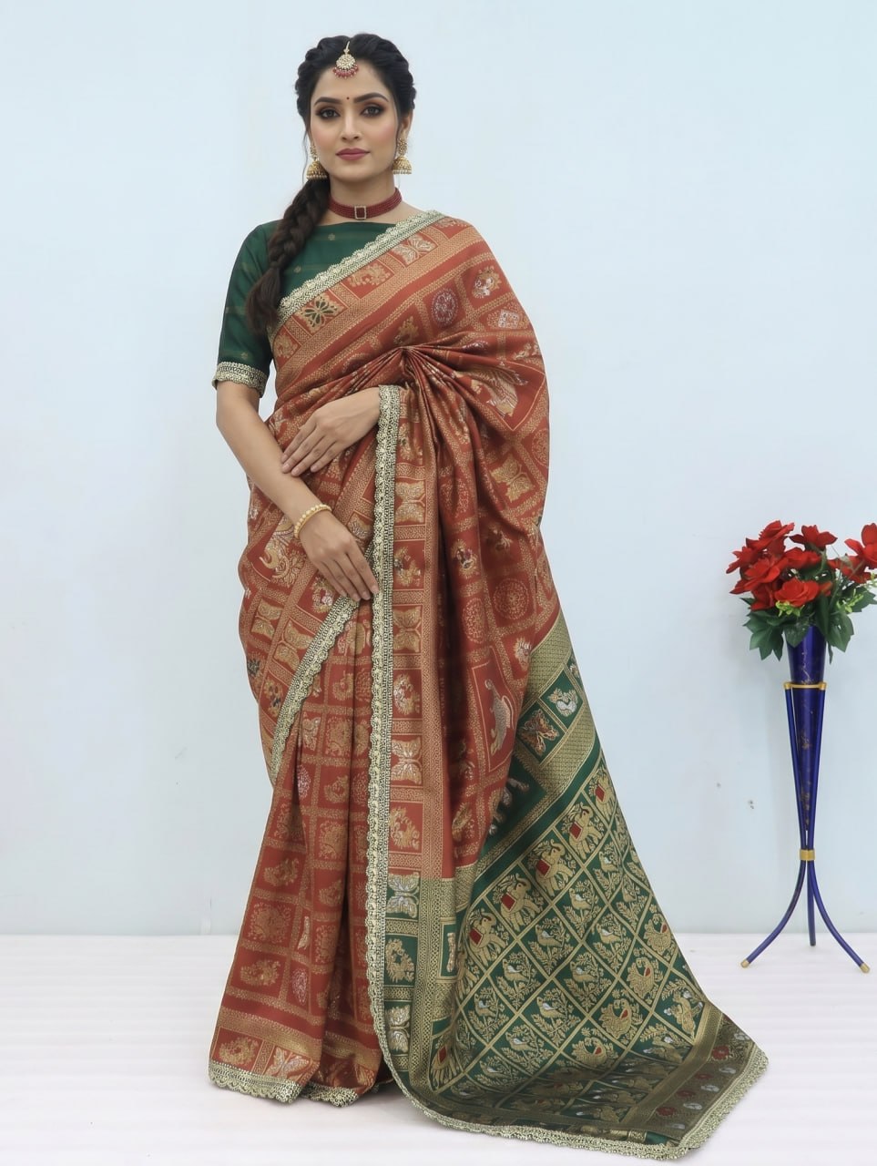 Designer Banarasi Silk Saree With Silk Blouse Piece