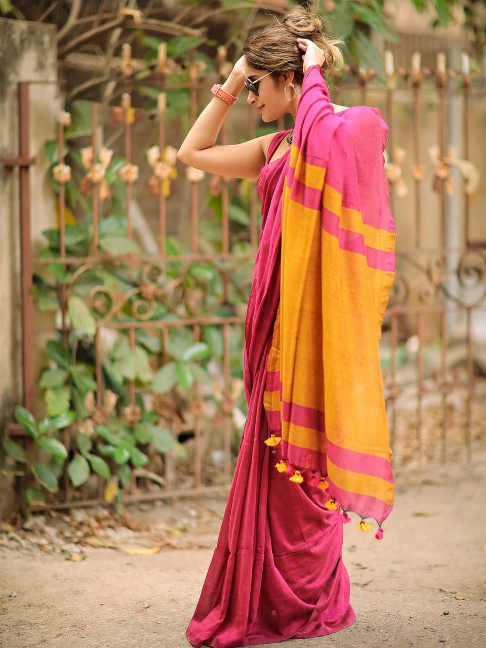 Elegant Soft Lilan Slab Saree Rich Pallu