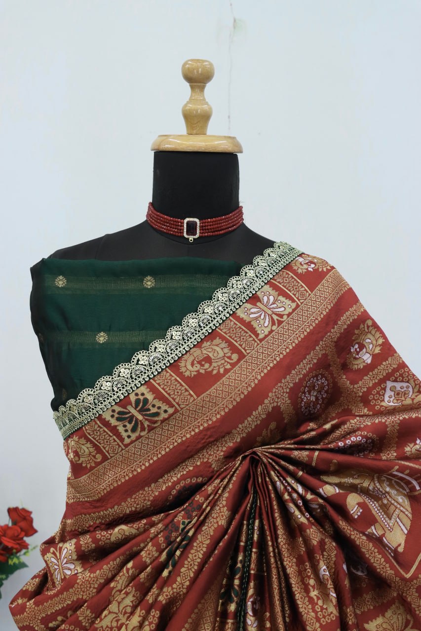 Designer Banarasi Silk Saree With Silk Blouse Piece