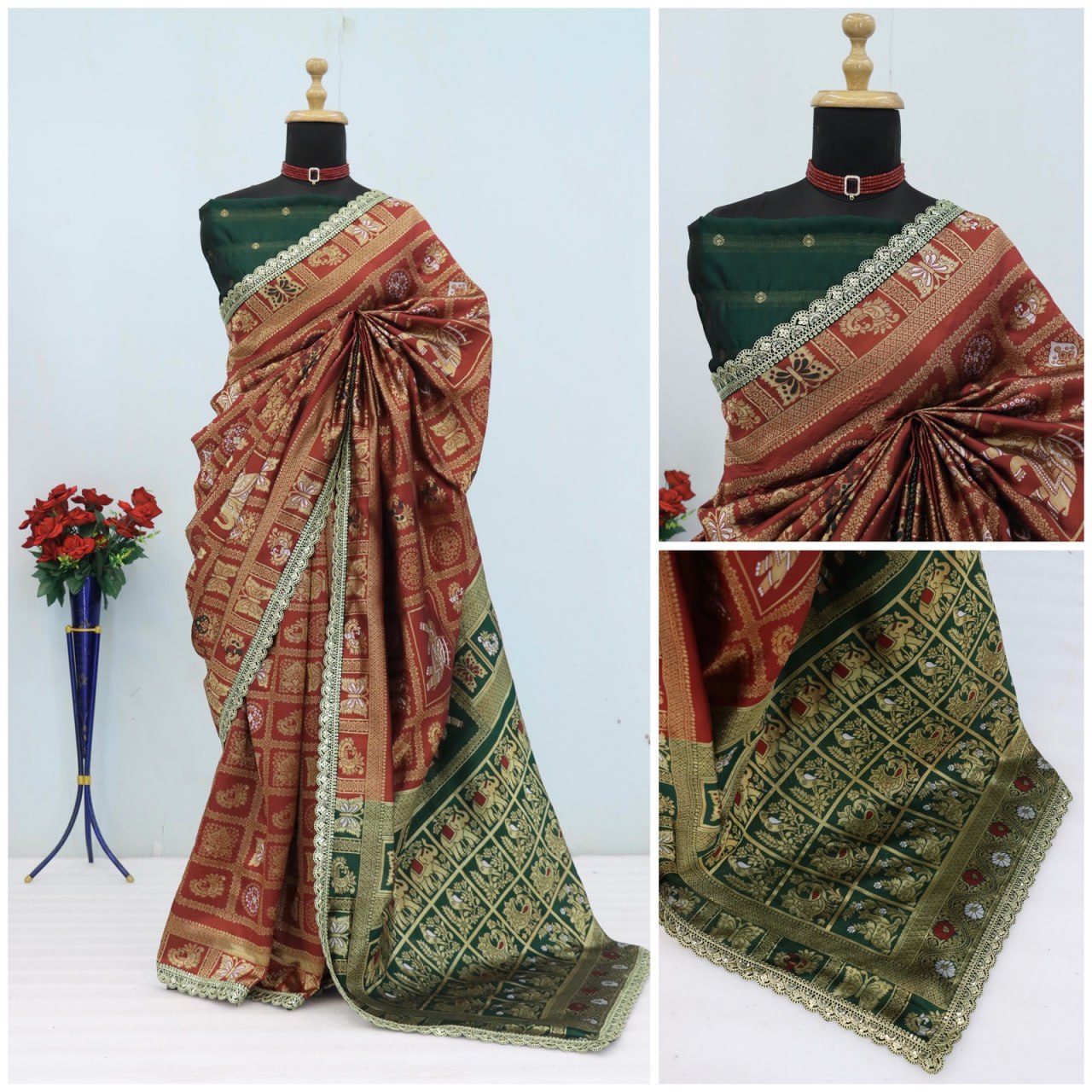 Designer Banarasi Silk Saree With Silk Blouse Piece