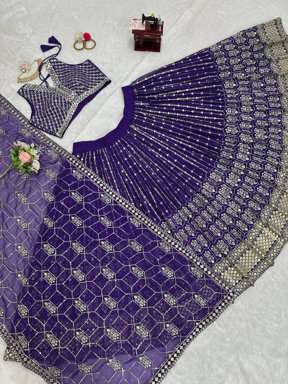 Amazing Purple Color Georgette Sequence Work Lehenga Choli