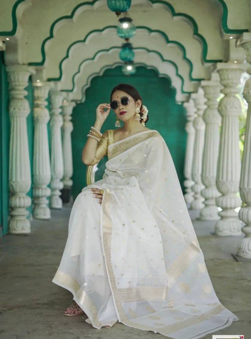 Linen Cotton Weaving Saree Blouse