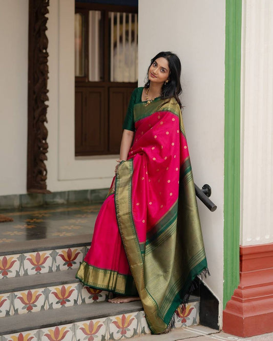 Lichi Silk Saree with Jacquard Work