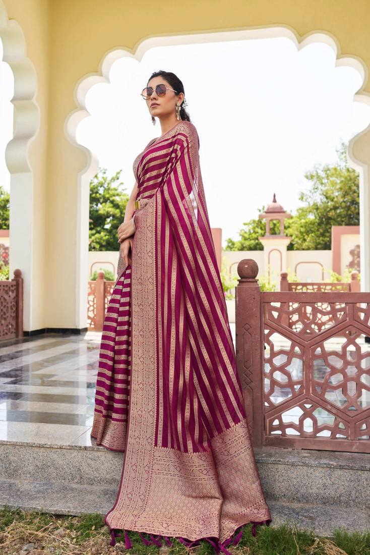 Soft Lichi Silk Saree with Elegant Jacquard Weaving