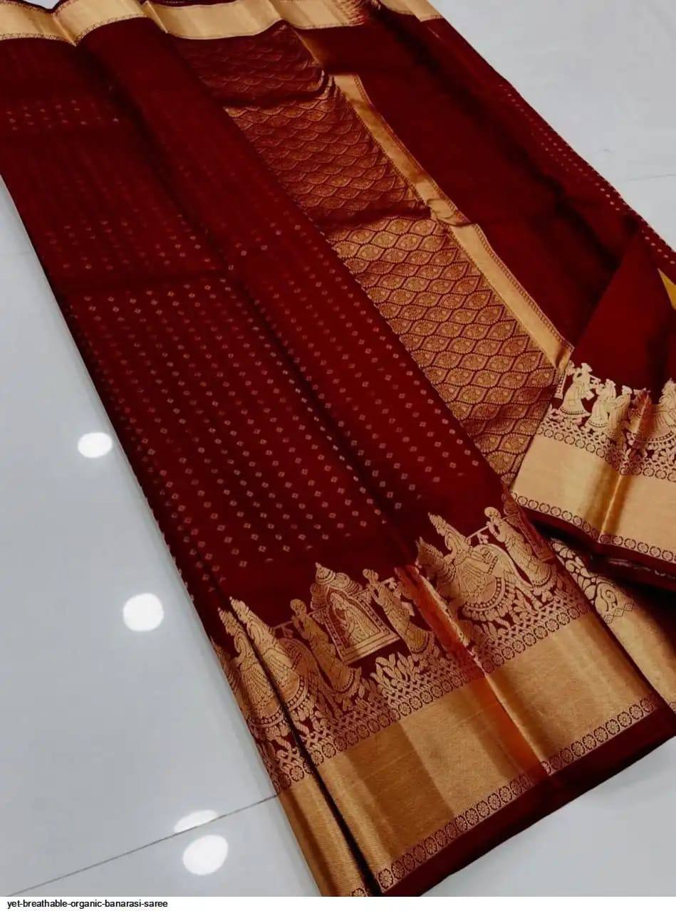 Maroon Silk Jacquard Saree