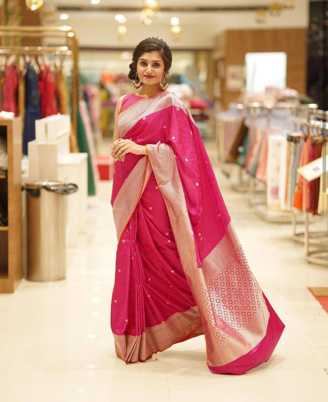 Pink Silk Jacquard Saree