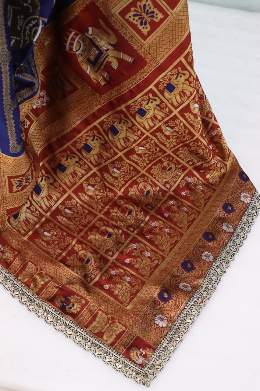 Designer Banarasi Silk Saree With Silk Blouse Piece