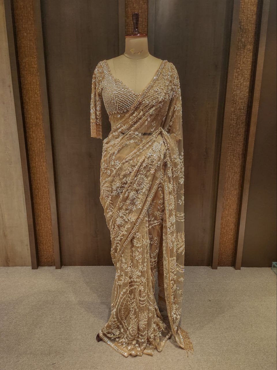 Butterfly Net Sequins Embroidered Saree with Blouse