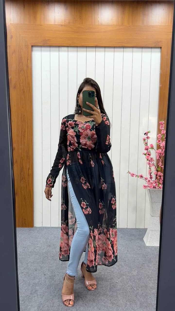 Best Quality Soft Fox Georgette Print Kurti – - Main Image