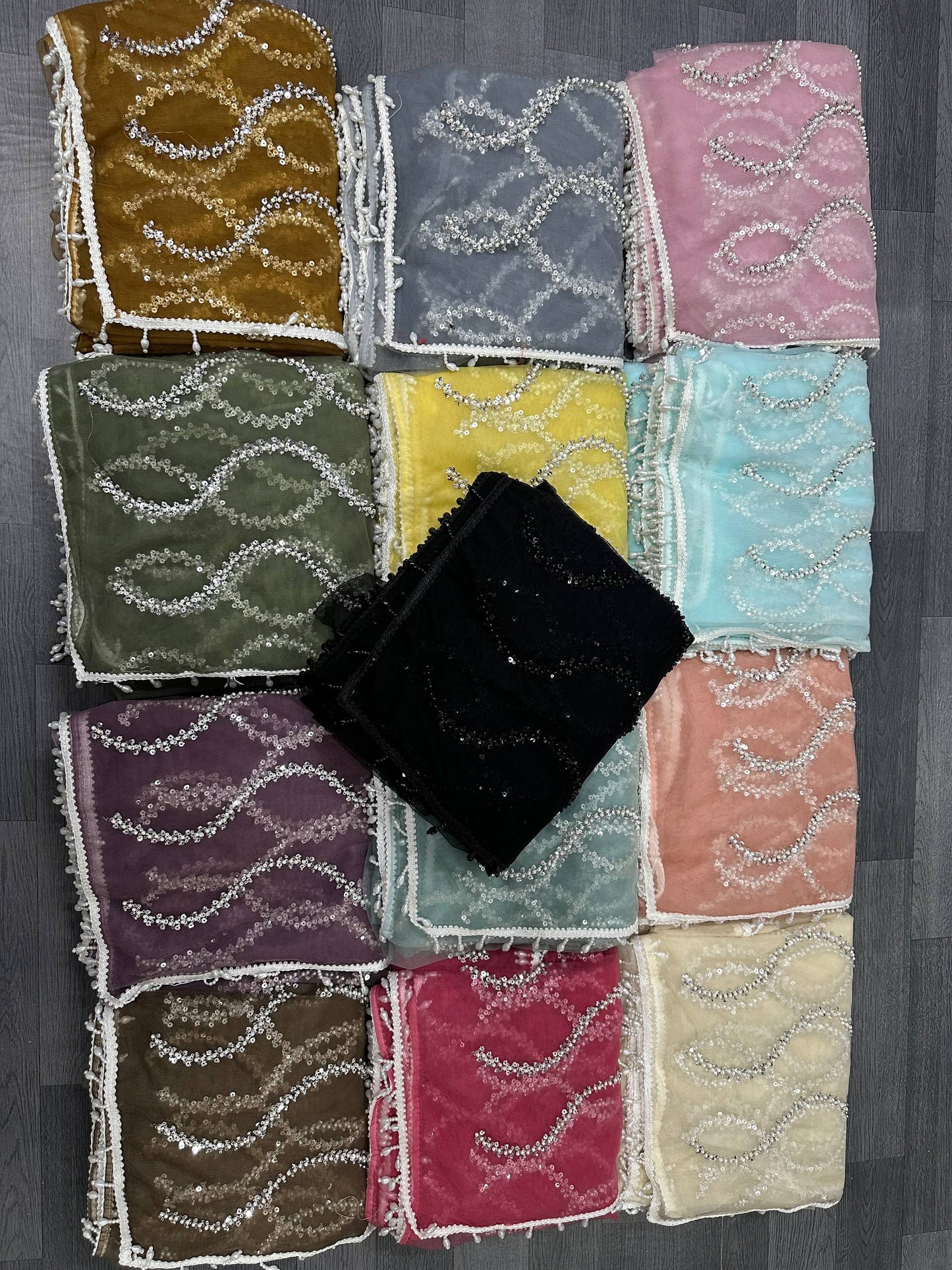 Designer Net Embroidered Saree with Beads Sequins & Pearl Work
