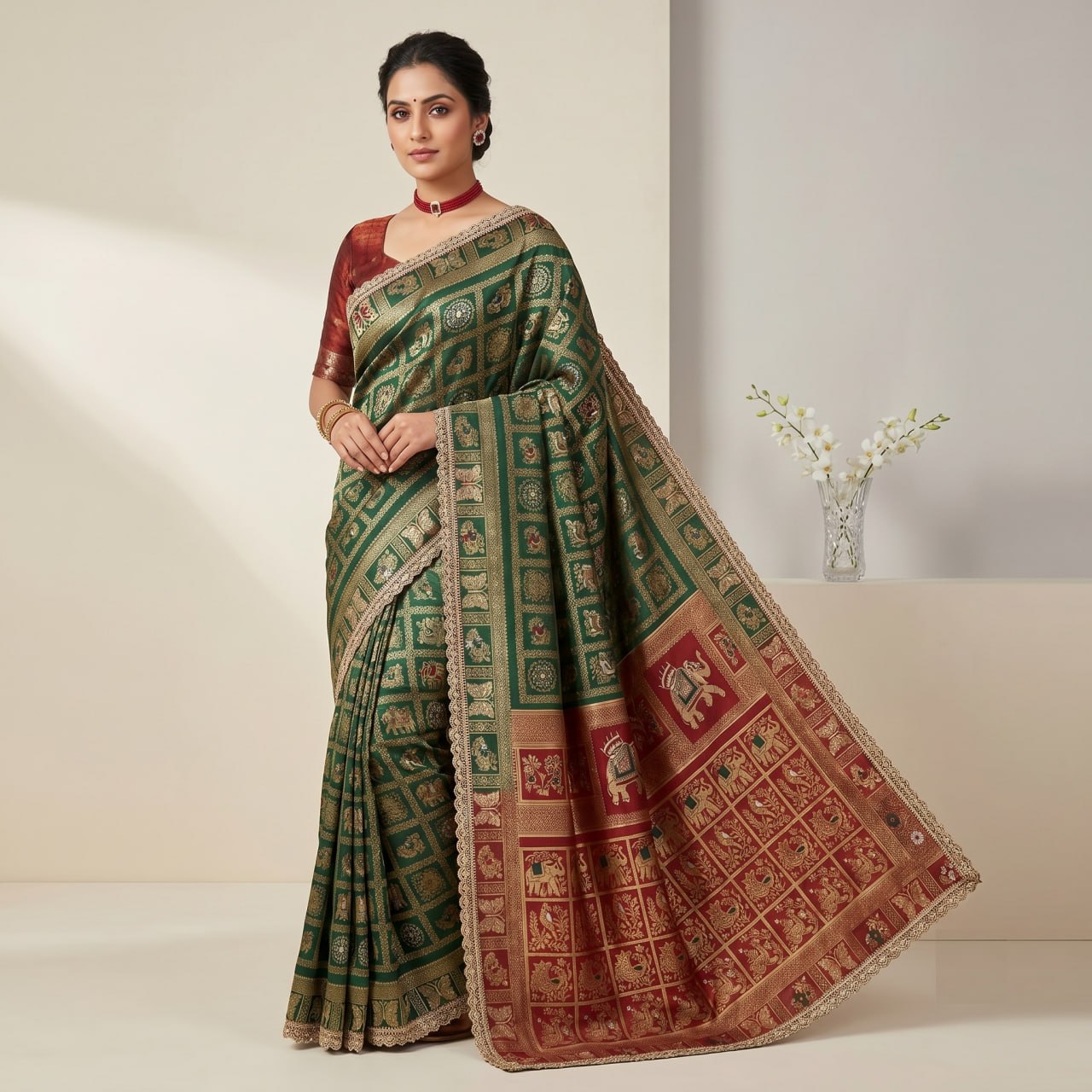 Designer Banarasi Silk Saree With Silk Blouse Piece