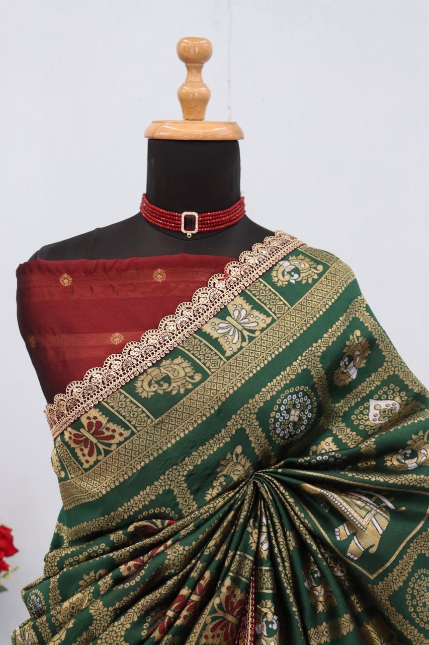 Designer Banarasi Silk Saree With Silk Blouse Piece