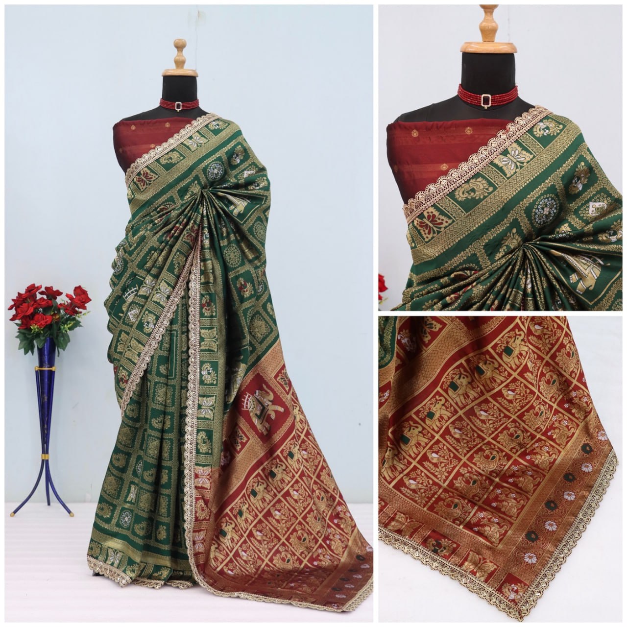 Designer Banarasi Silk Saree With Silk Blouse Piece