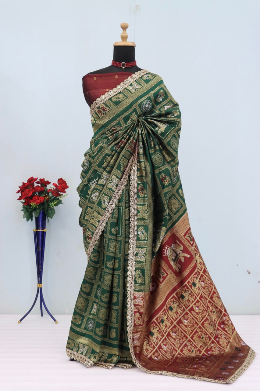 Designer Banarasi Silk Saree With Silk Blouse Piece