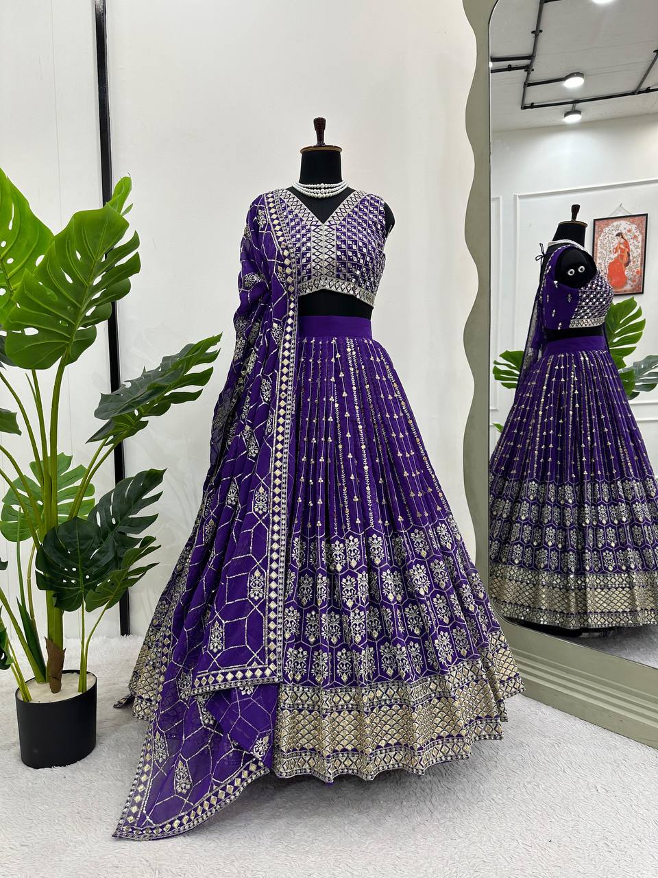 Amazing Purple Color Georgette Sequence Work Lehenga Choli