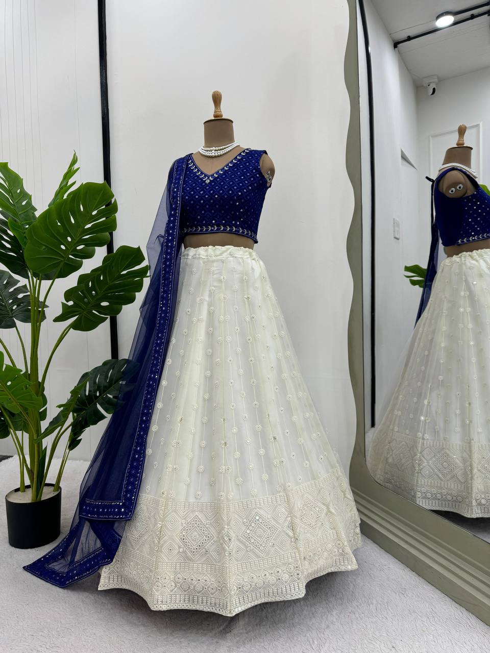 Blue Color Wedding Wear Georgette Sequence Work Lehenga Choli