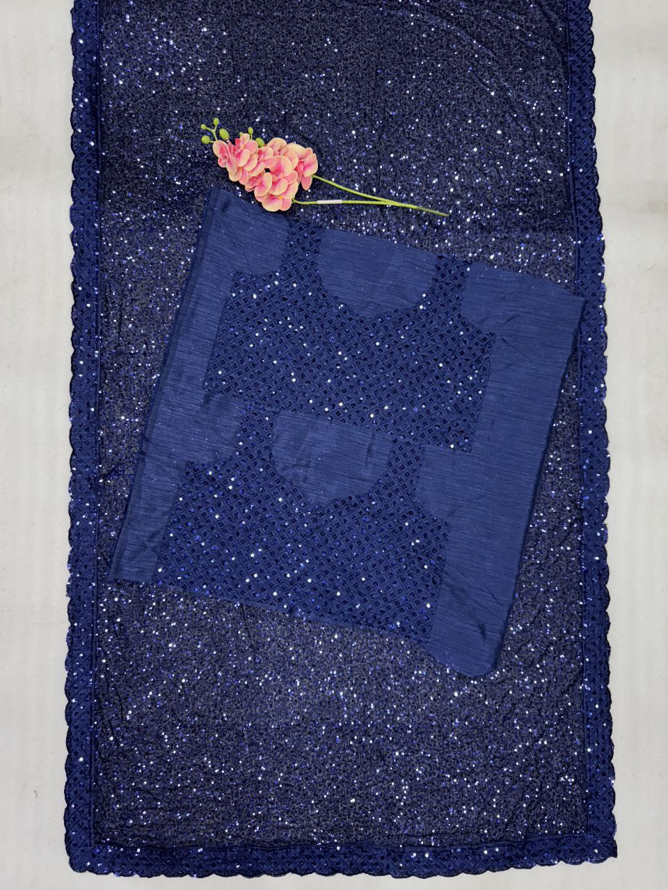 Georgette Sequence Work Saree with Blouse