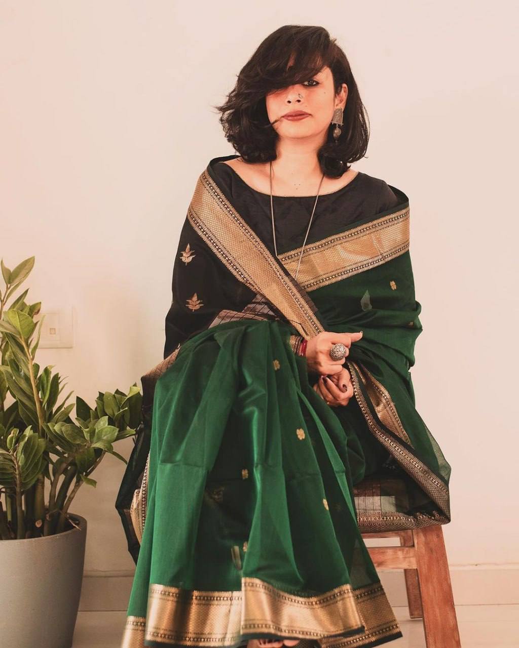 Latest Banarasi Silk Pallu Jacquard Saree For Women