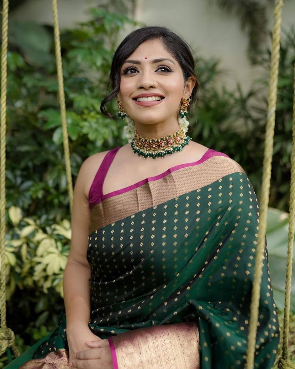 Green Color Lichi Silk Jacquard Saree