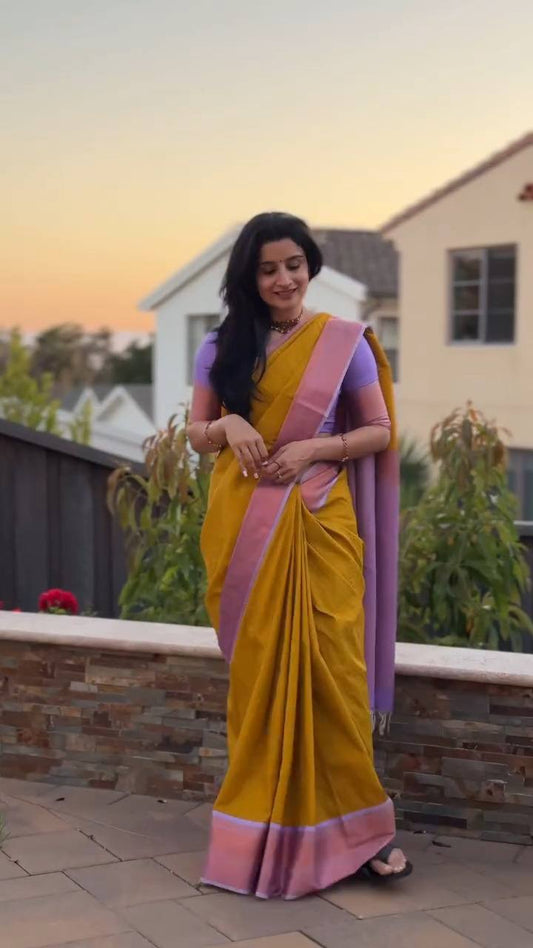 Soft Lichi Silk Saree with Jacquard Weaving
