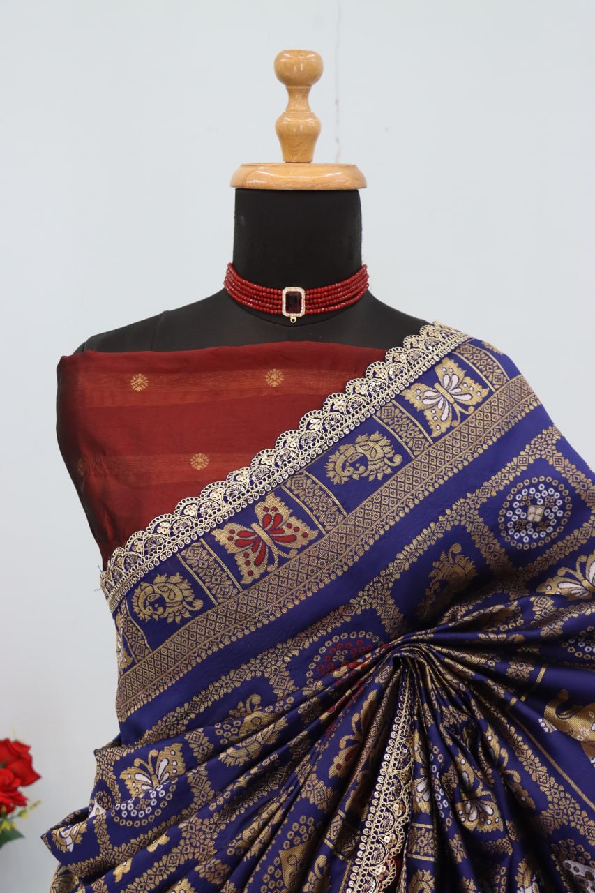 Designer Banarasi Silk Saree With Silk Blouse Piece