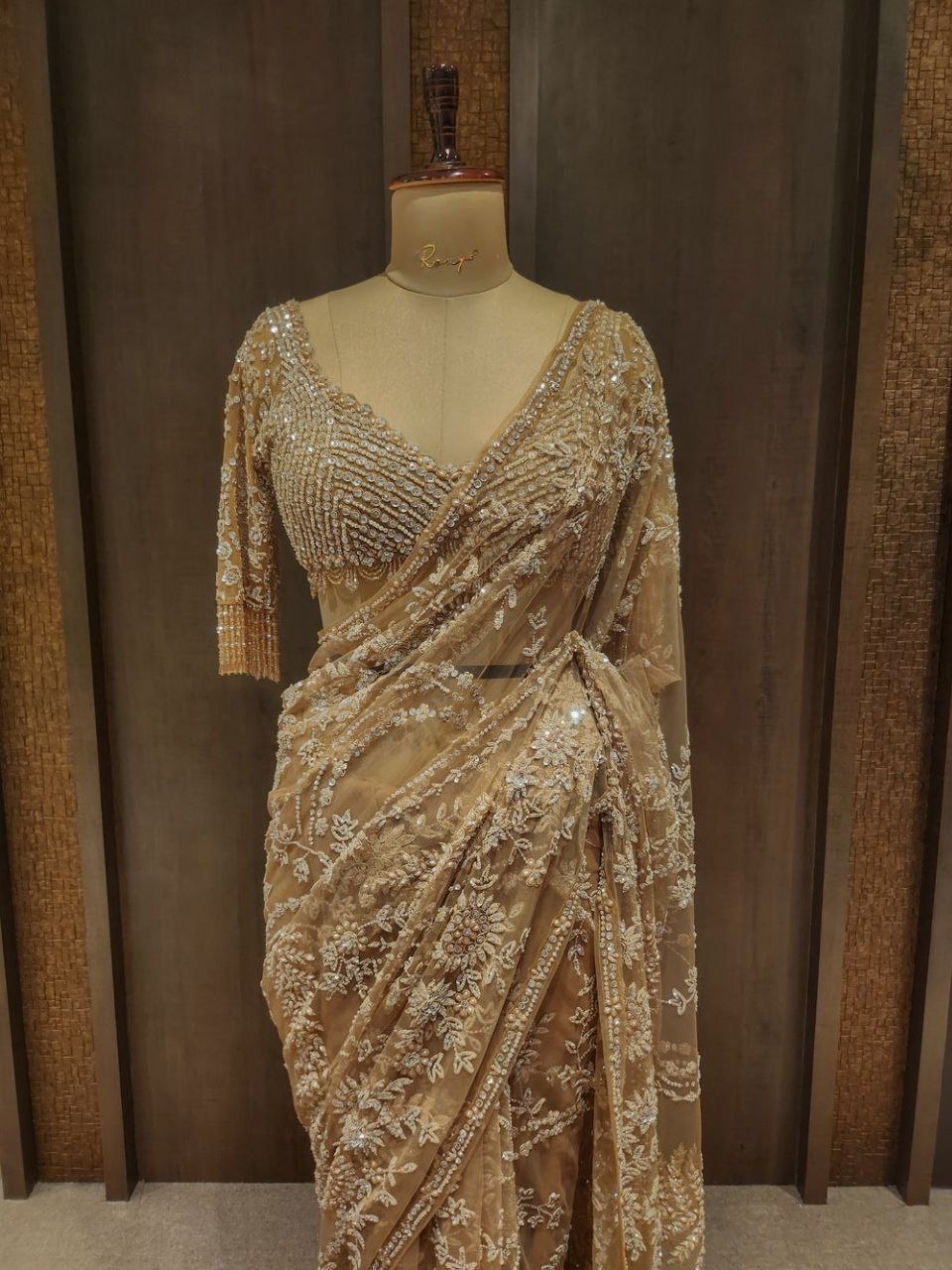 Butterfly Net Sequins Embroidered Saree with Blouse