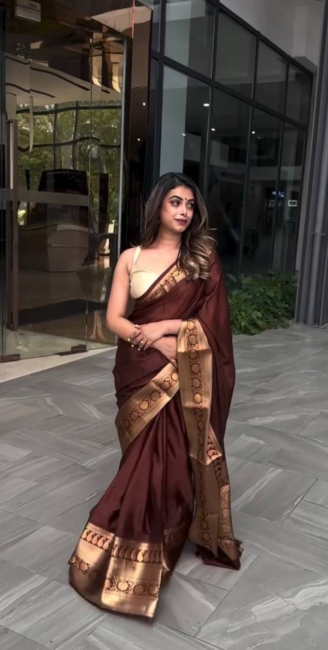 Maroon Color Lichi Silk Saree Blouse