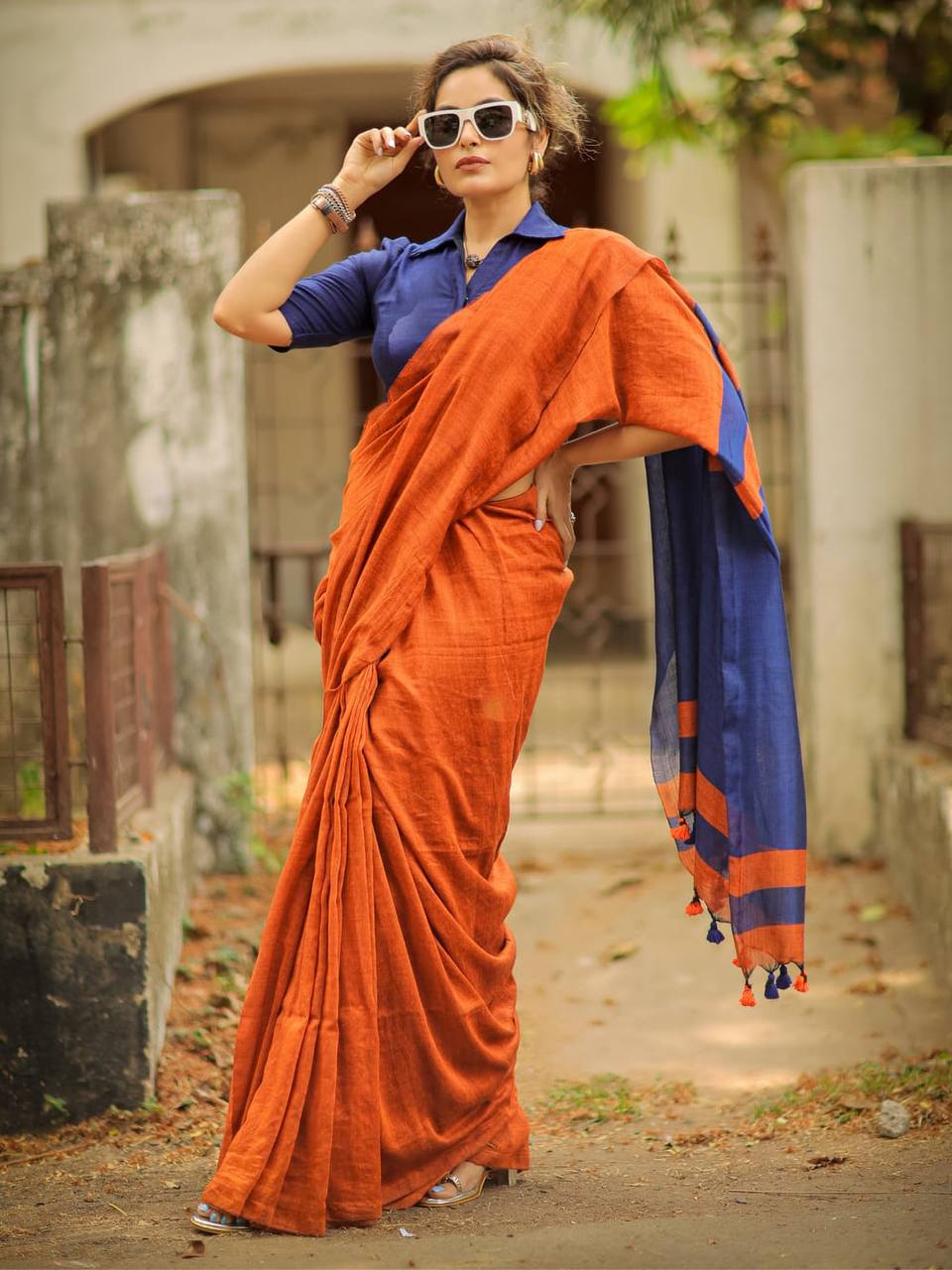 Elegant Soft Lilan Slab Saree Rich Pallu
