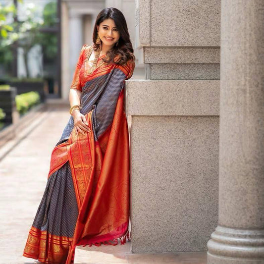 Soft Lichi Silk Saree with Elegant Jacquard Weave