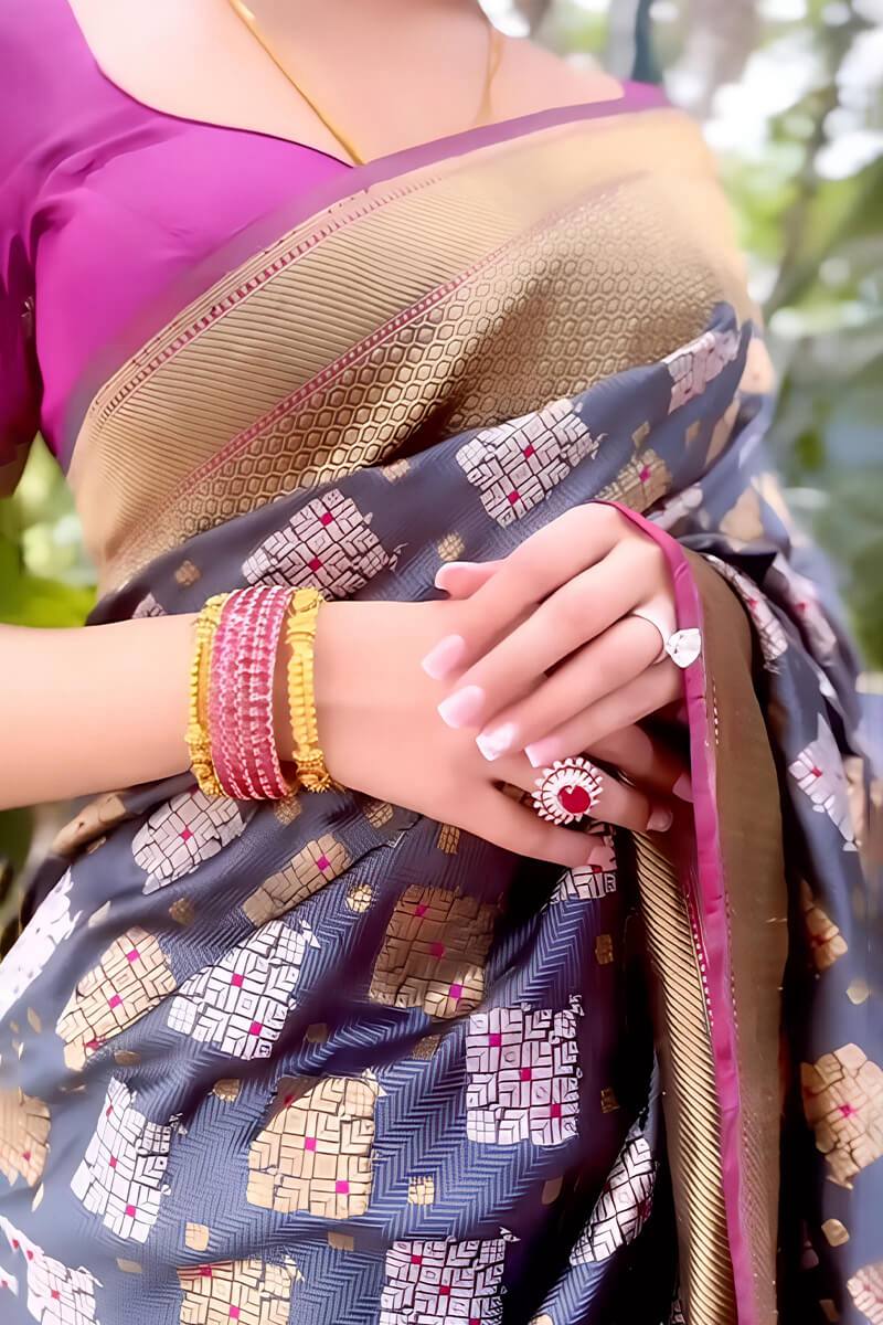Latest Banarasi Silk Jacquard Saree Blouse