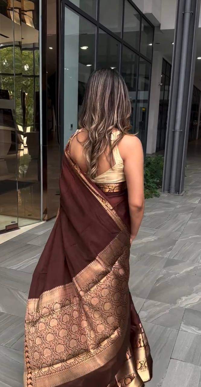Maroon Color Lichi Silk Saree Blouse