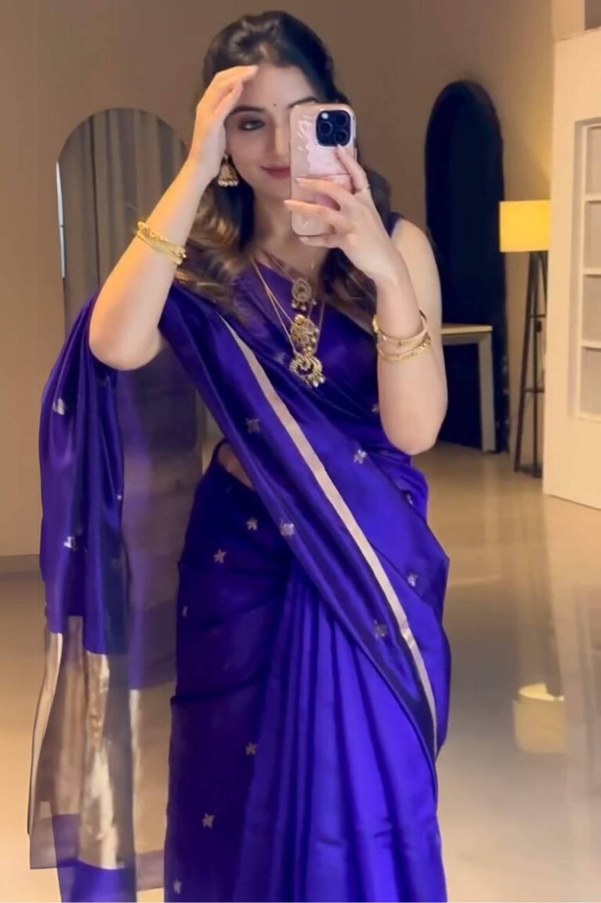 Blue Color Kanjivaram Silk Jacquard Saree