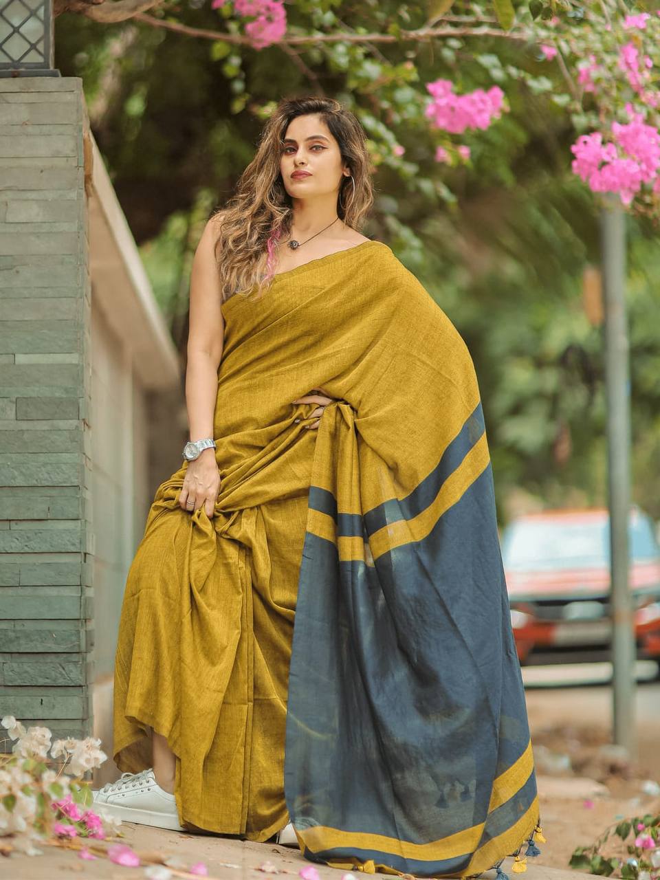 Elegant Soft Lilan Slab Saree Rich Pallu