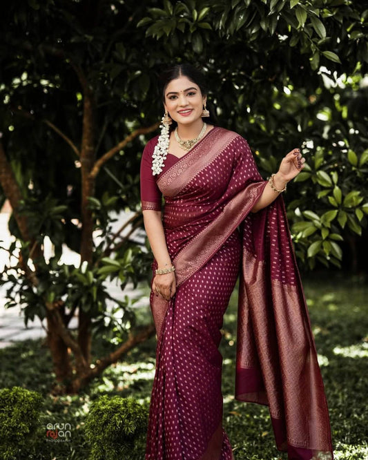 Soft Lichi Silk Saree with Jacquard Weaving