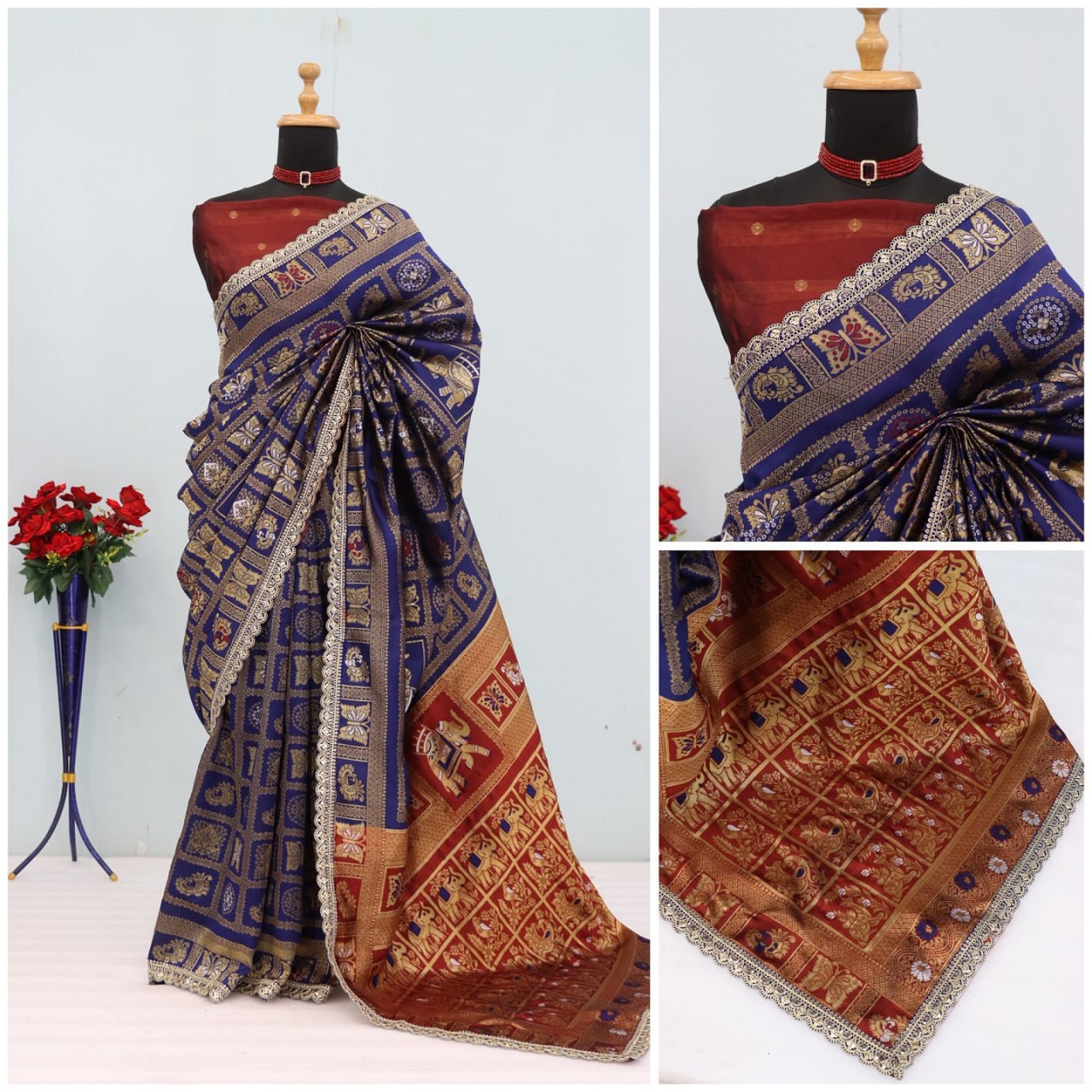 Designer Banarasi Silk Saree With Silk Blouse Piece