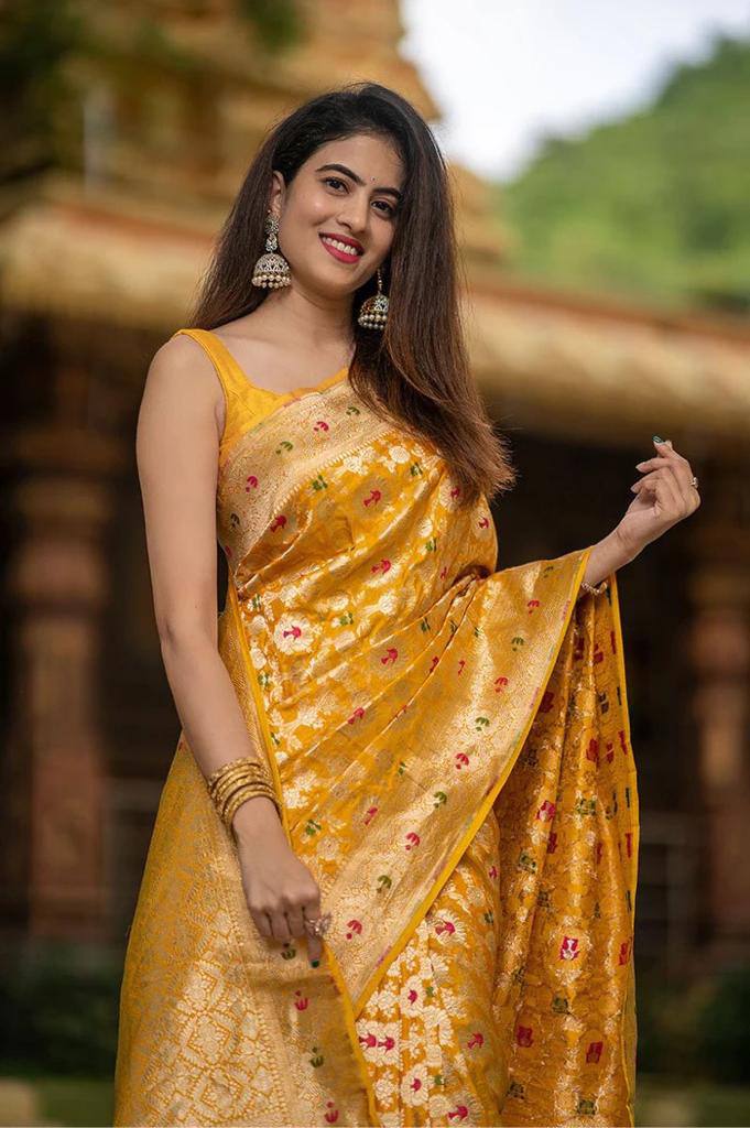 Soft Lichi Silk Saree with Jacquard Work