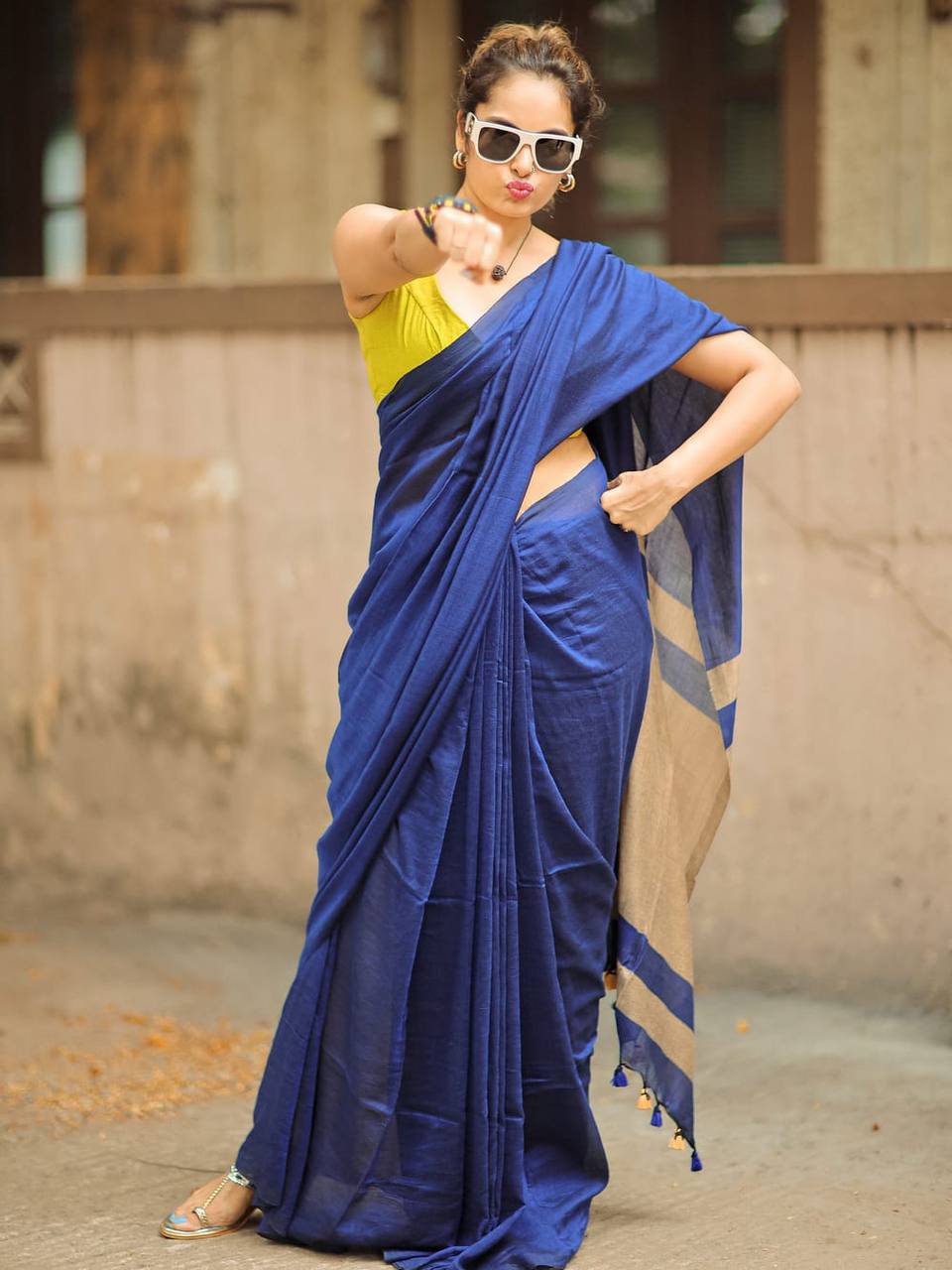 Elegant Soft Lilan Slab Saree Rich Pallu