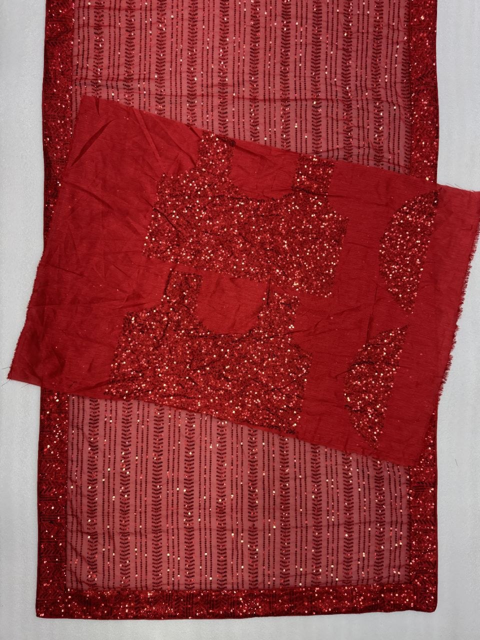 Faux Georgette Embroidered Saree with Sequins Work