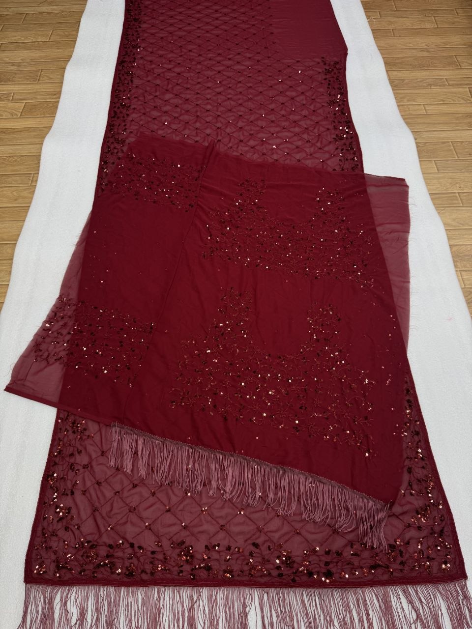 Heavy Georgette 5mm Sequins & Multi Embroidery Designer Saree with Zalar Border