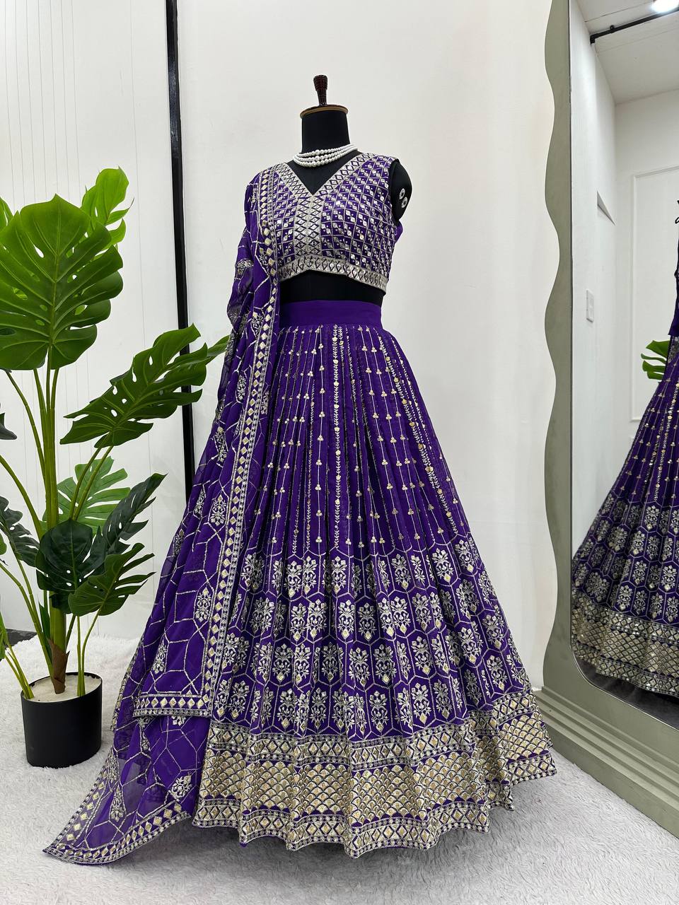 Amazing Purple Color Georgette Sequence Work Lehenga Choli