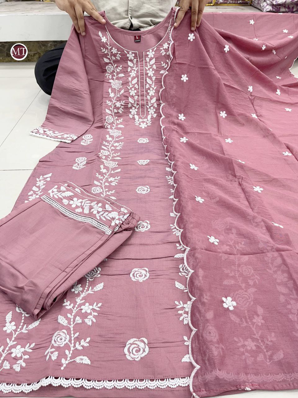 Pink Color Ready Made Roman Silk Sequence Work Salwar Suit