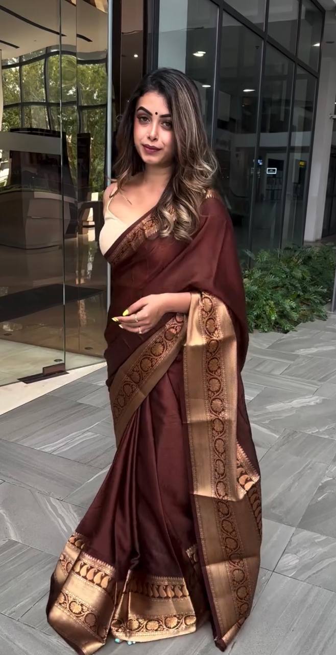 Maroon Color Lichi Silk Saree Blouse